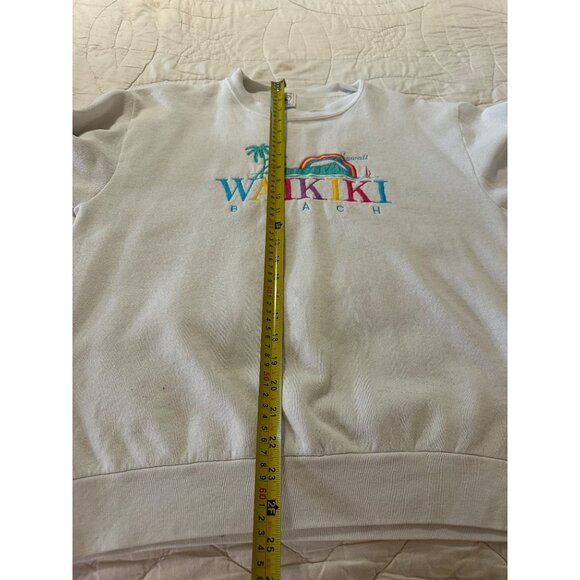Vtg 90s Embroidered LOGO Waikiki Hawaii Crewneck Souvenir Sweatshirt Mens M Read - Picture 10 of 11